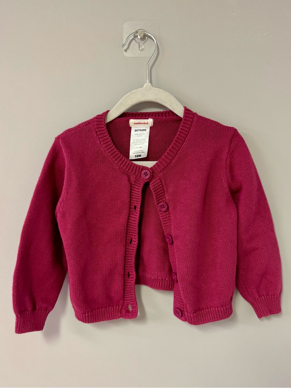 Catimini Toddler Girl Bright Magenta Knit Cardigan